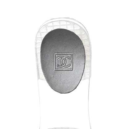 Chanel PVC Transparent Satin CC Flat Slide Sandals 37 White Black 6 of 8