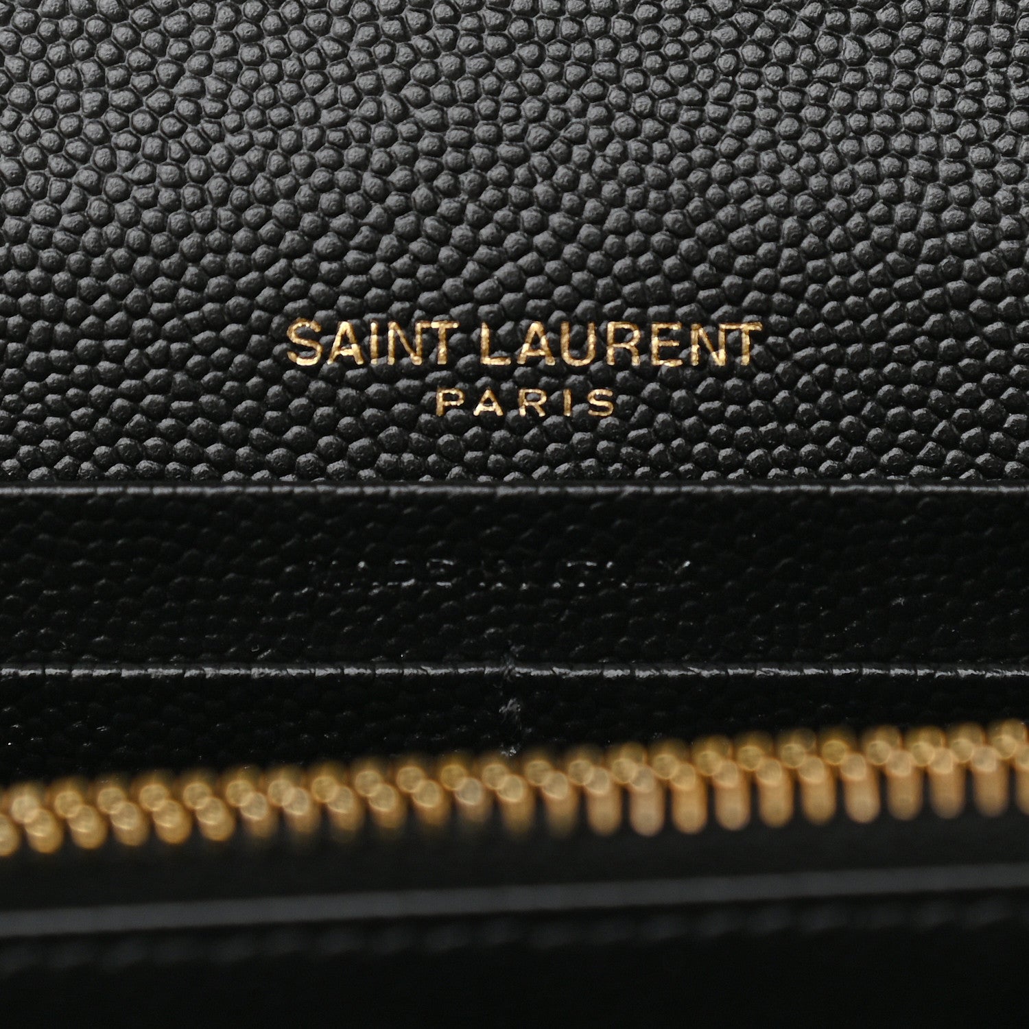 Saint Laurent Grain De Poudre Matelasse Chevron Monogram Chain Wallet Black 6 of 8