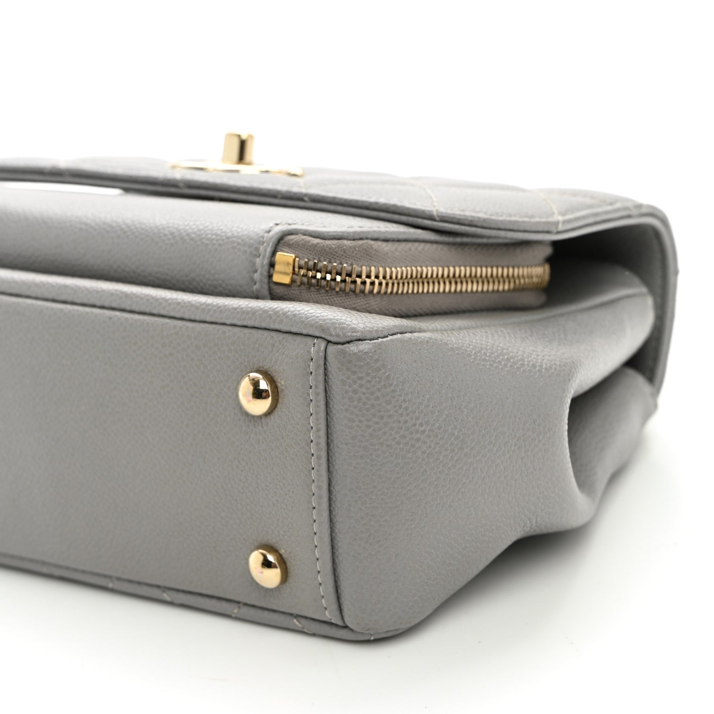 Caviar Quilted Small Business Affinity Flap Grey