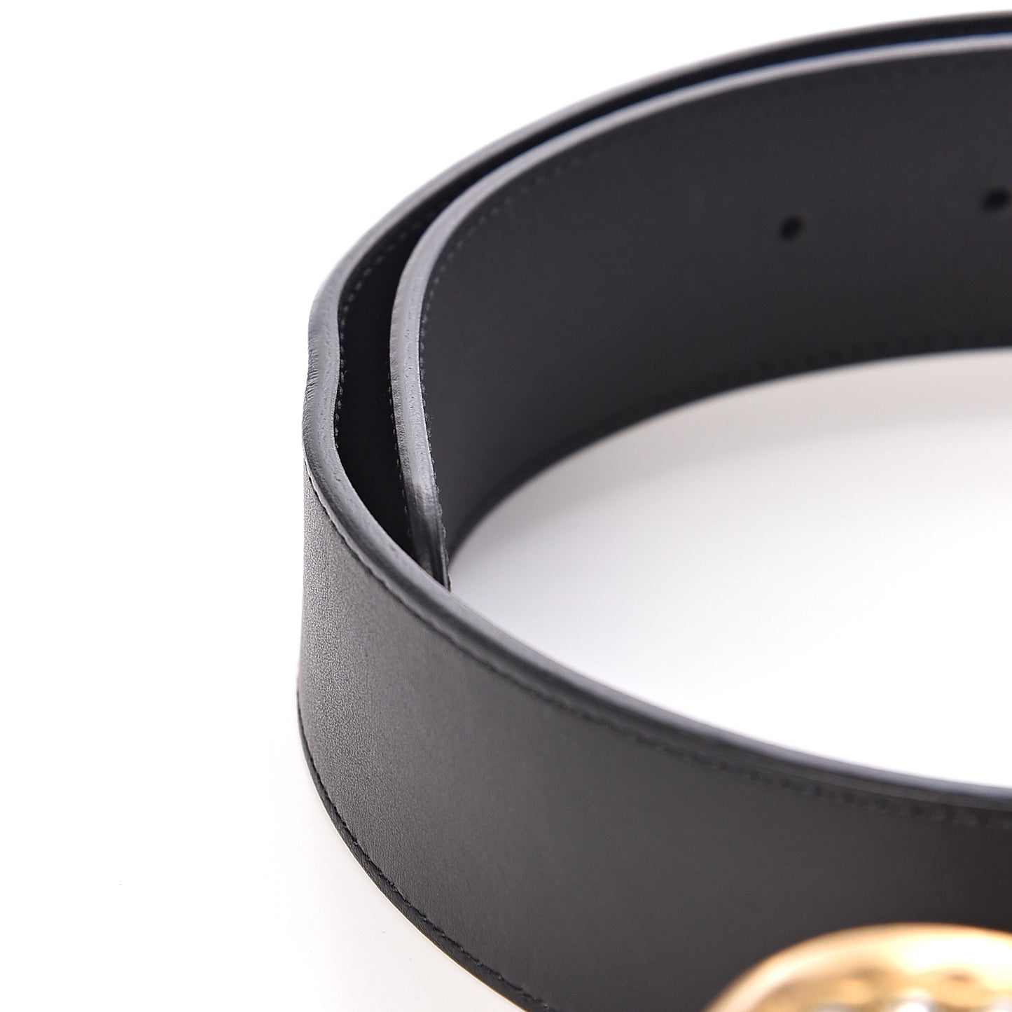 Moon Calfskin Pearl Double G 40mm Belt 80 32 Black Cream