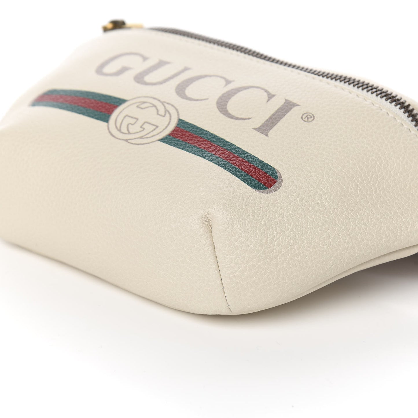 Grained Calfskin Small Logo Belt Bag White
