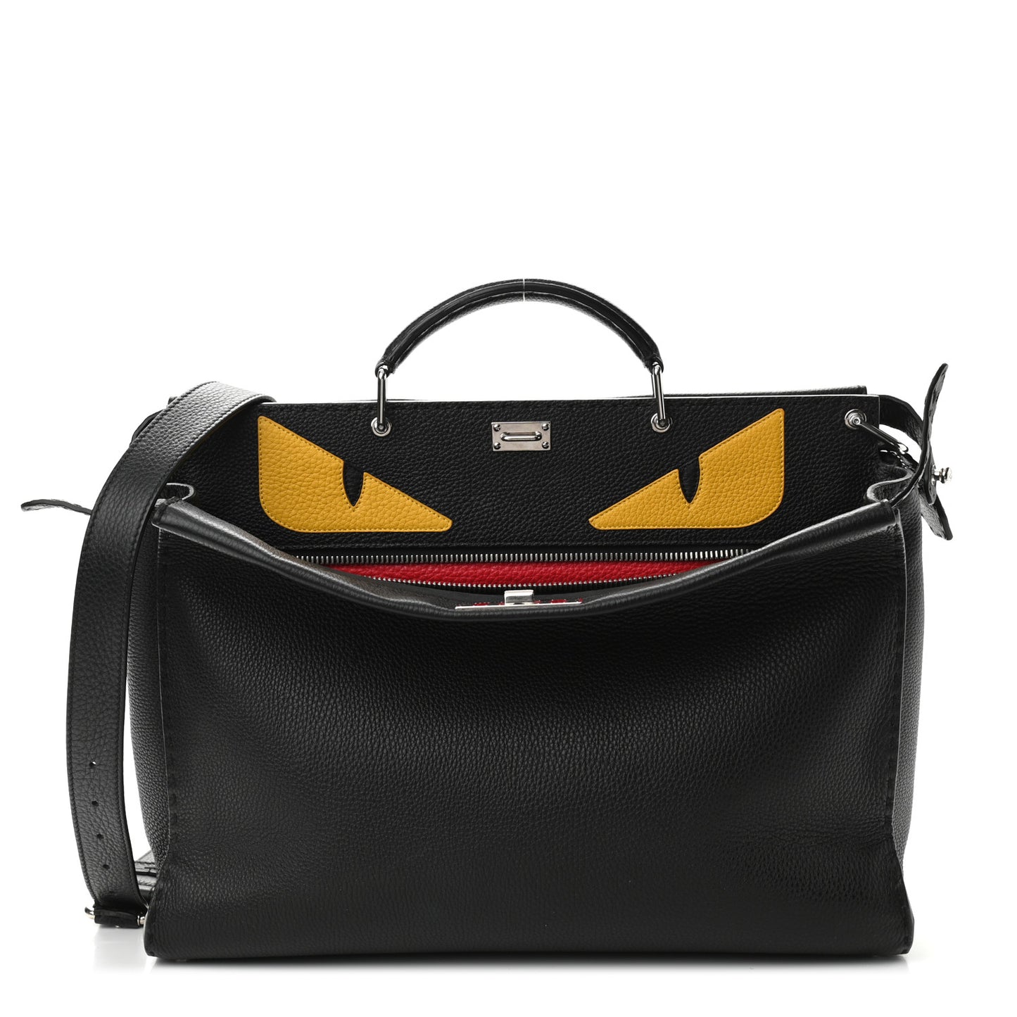 Cuoio Romano Selleria Monster Eyes Inlay Large Mens Peekaboo Iconic Essential Satchel Black Sunflower
