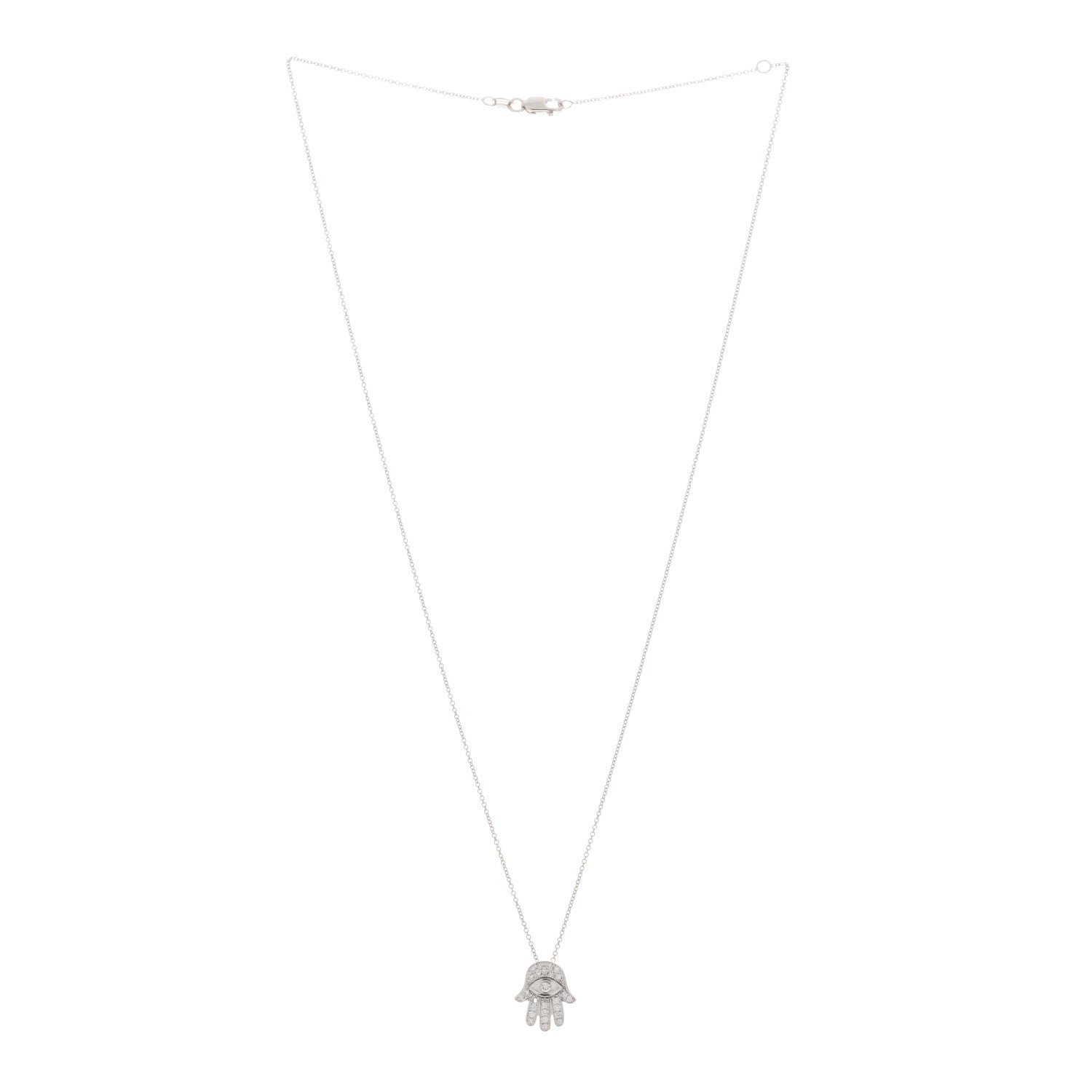 Roberto Coin 18K White Gold Diamond Hamsa Pendant Necklace 2 of 4