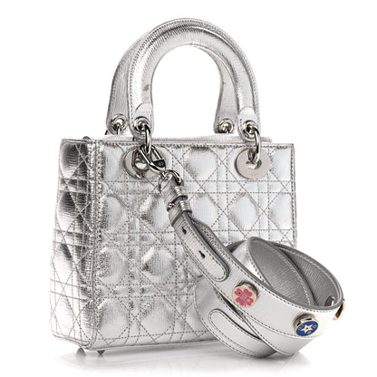 Christian Dior Metallic Grained Calfskin Cannage Small Lucky Badges My Lady Dior Silver 3 of 13