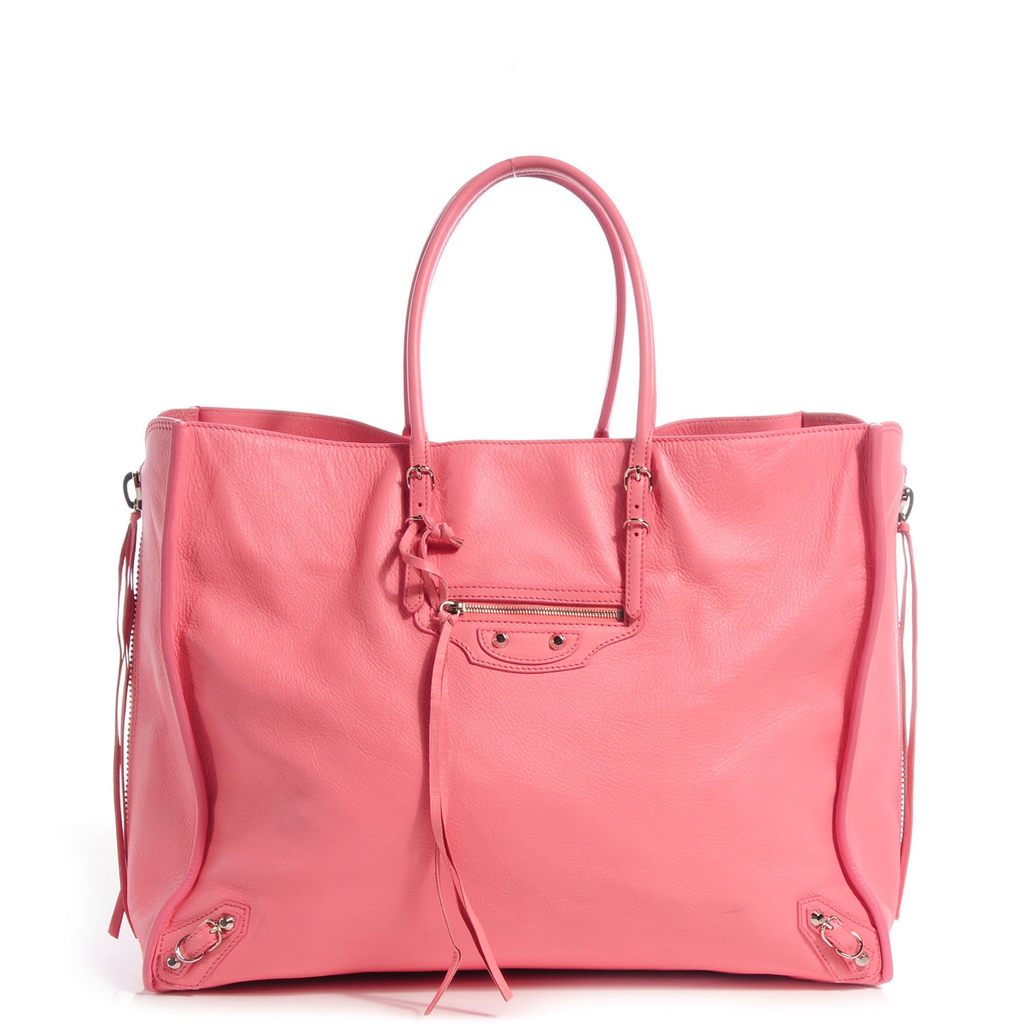 Veau Souple Papier A4 Zip Around Rose Flamingo