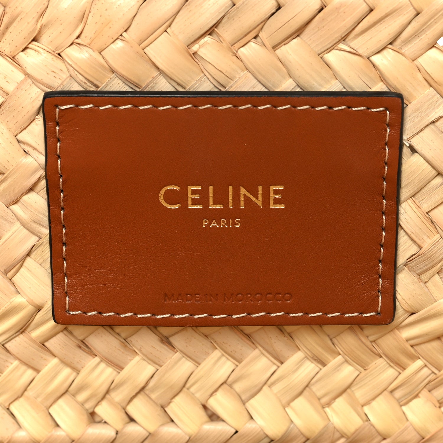 Celine Raffia Calfskin Triomphe Medium Panier Tan 6 of 10