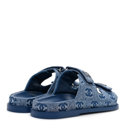 Chanel Denim CC Velcro Dad Chain CC Slide Sandals 37.5 Blue 5 of 11