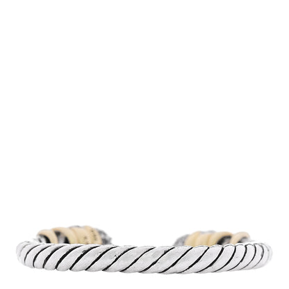 David Yurman Sterling Silver 18K Yellow Gold Diamond Petite Helena Open Ring 56 7.5 3 of 4
