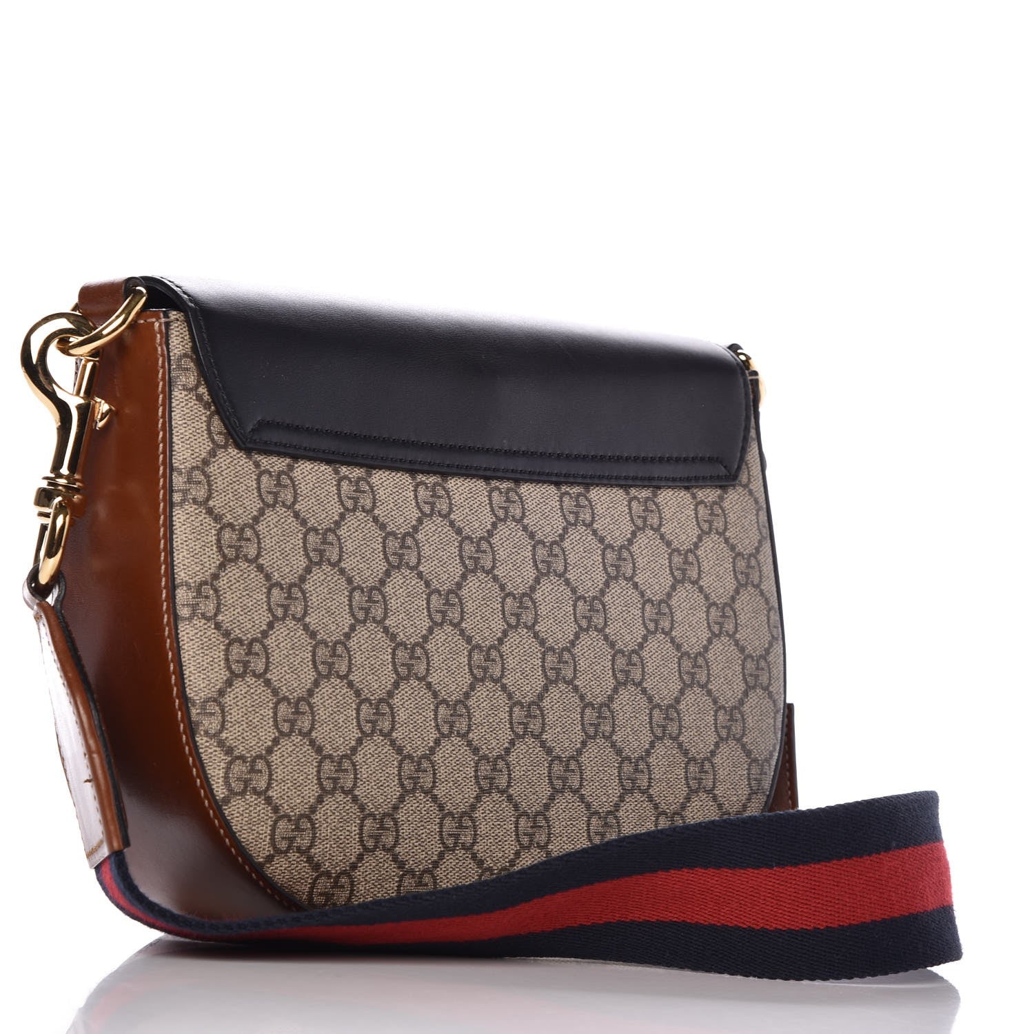 Gucci GG Supreme Monogram Web Medium Padlock Messenger Shoulder Bag Black 3 of 10