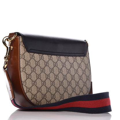 Gucci GG Supreme Monogram Web Medium Padlock Messenger Shoulder Bag Black 3 of 10