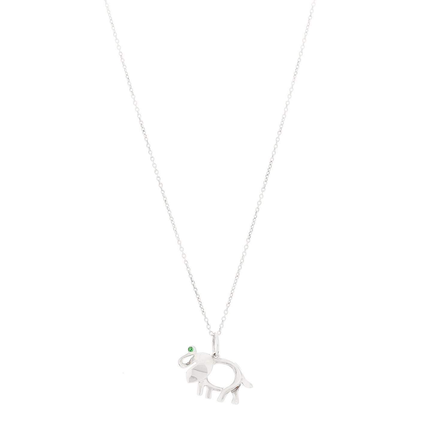 Sterling Silver Tsavorite Save the Wild Elephant Charm Necklace