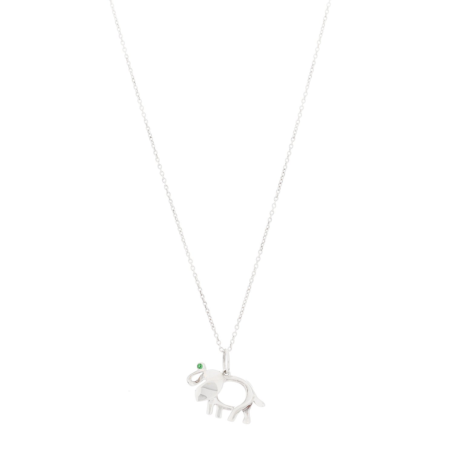 Tiffany Sterling Silver Tsavorite Save the Wild Elephant Charm Necklace 1 of 5