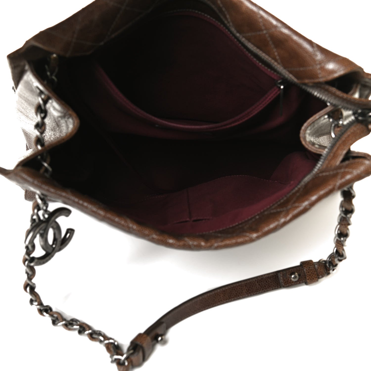 Chanel Crumpled Grained Calfskin CC Crave Tote Brown 5 of 16