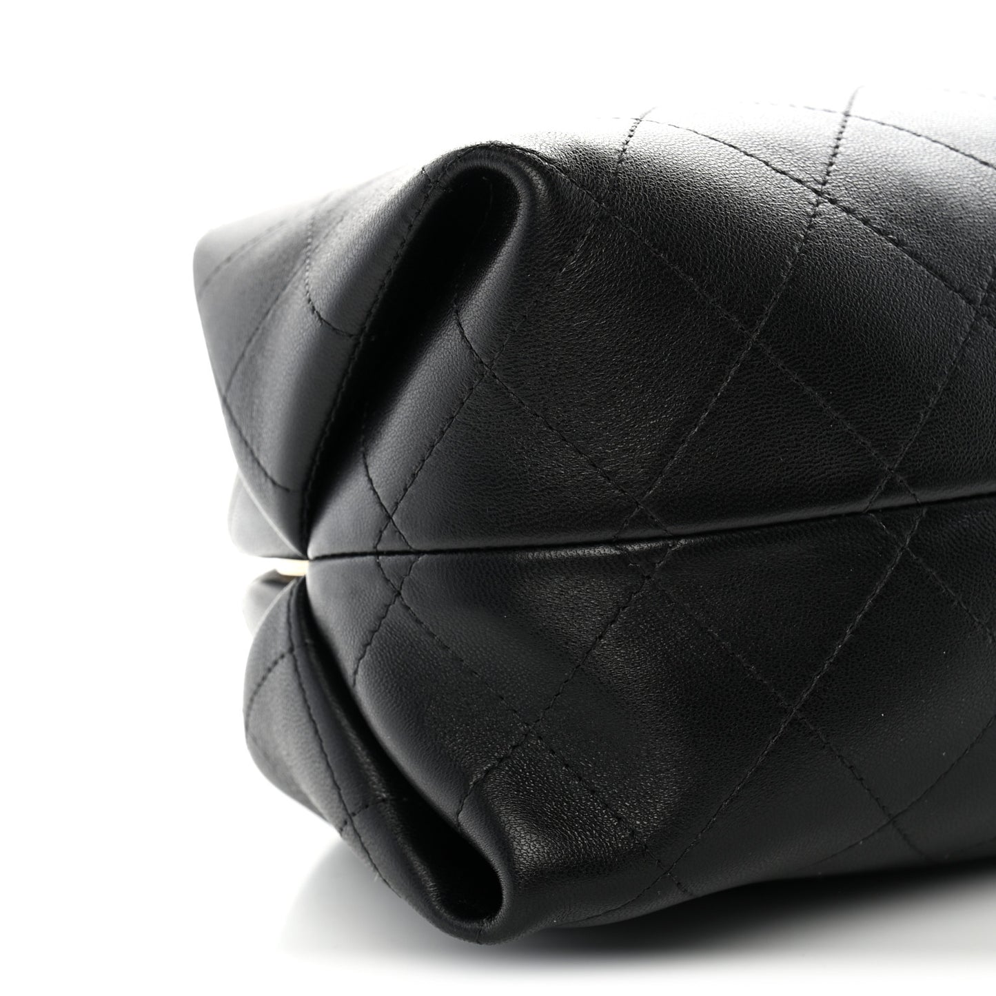 Lambskin Stitched Clutch With Chain Black