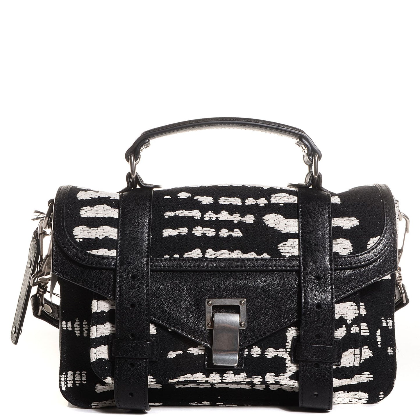 Jacquard Wood Block PS1 Tiny Satchel Black White