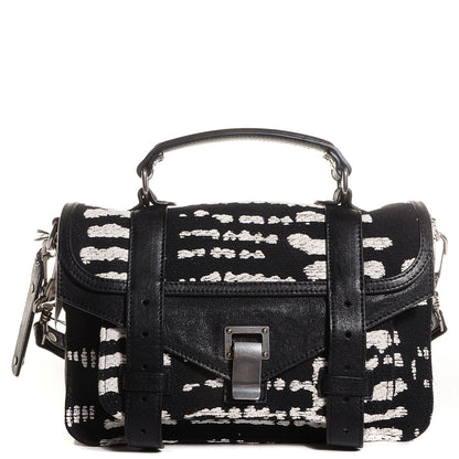 Proenza Schouler Jacquard Wood Block PS1 Tiny Satchel Black White 1 of 15