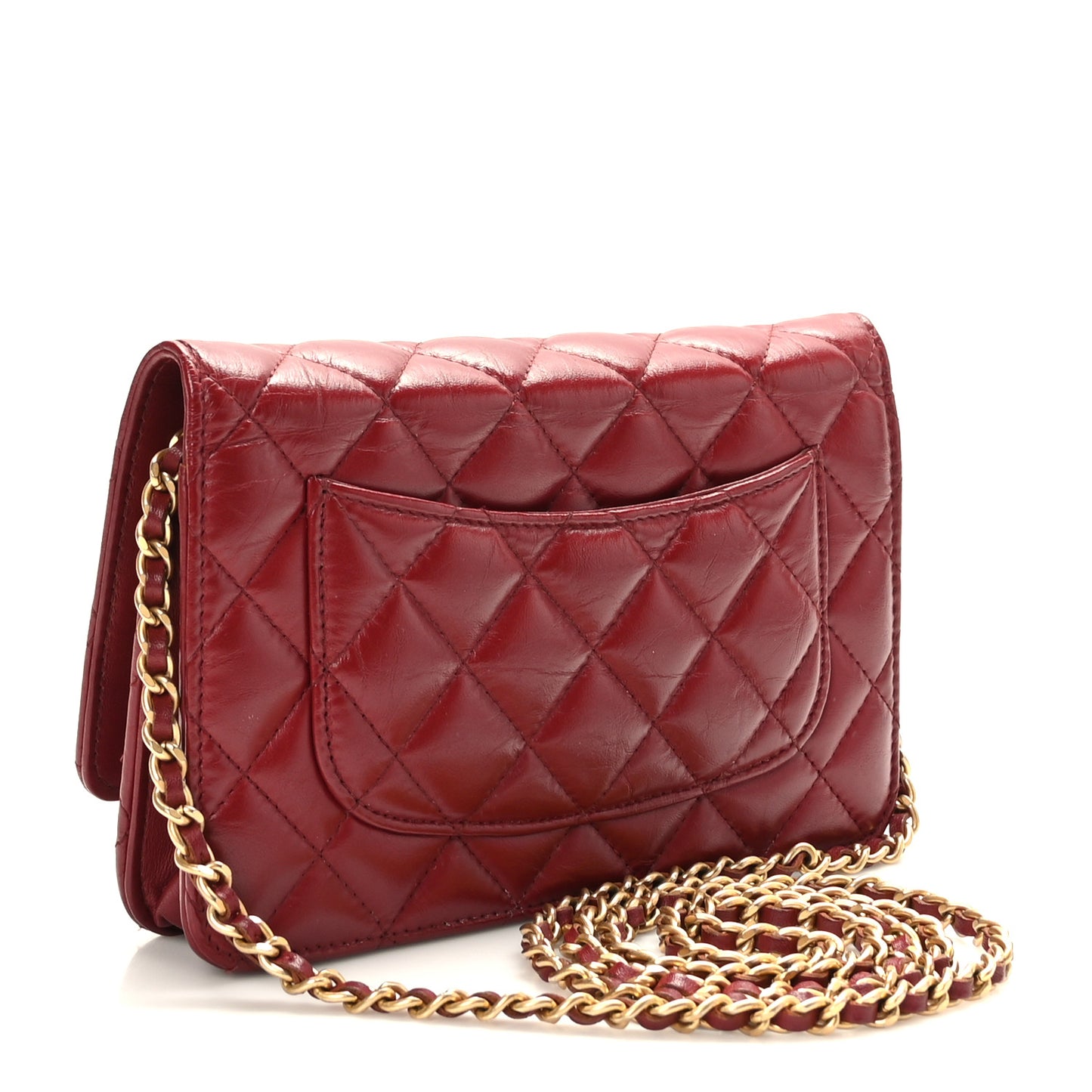 Aged Calfskin Quilted Reissue Wallet On Chain WOC Red