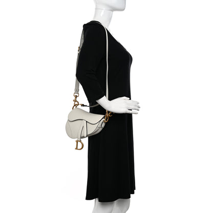 Christian Dior Grained Calfskin Mini Saddle Bag With Strap White 2 of 9