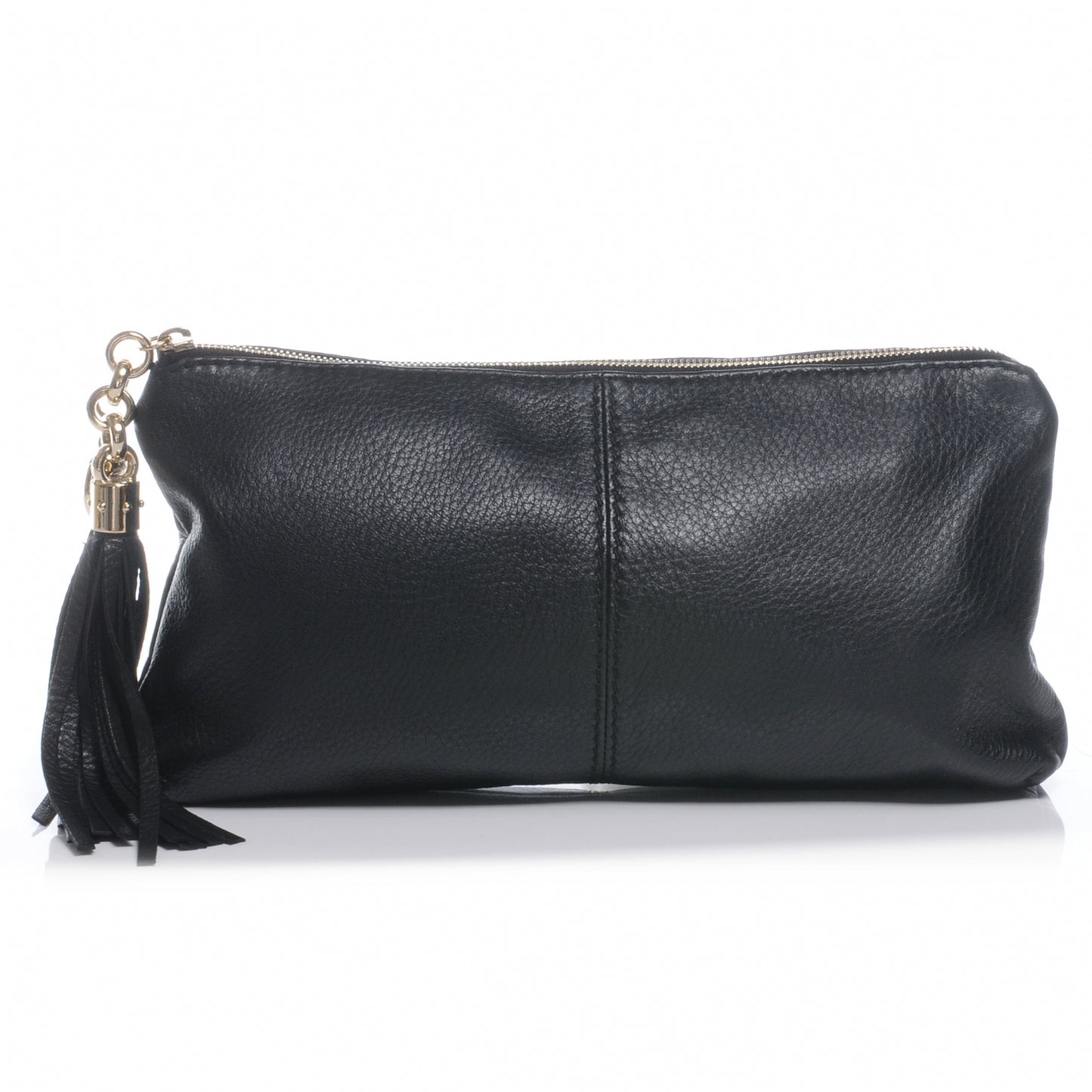 Leather Sienna Tassel Small Clutch Black