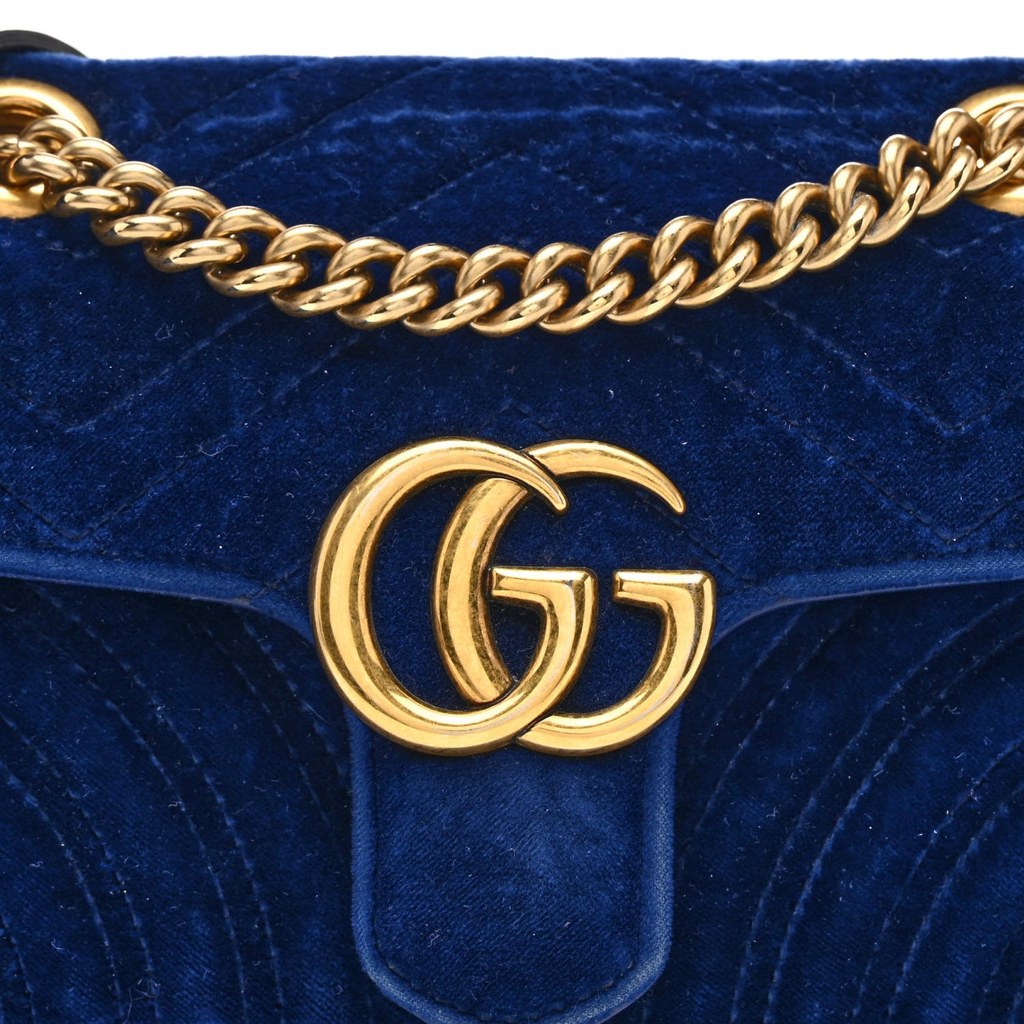 Velvet Matelasse Mini GG Marmont Shoulder Bag Cobalt Blue