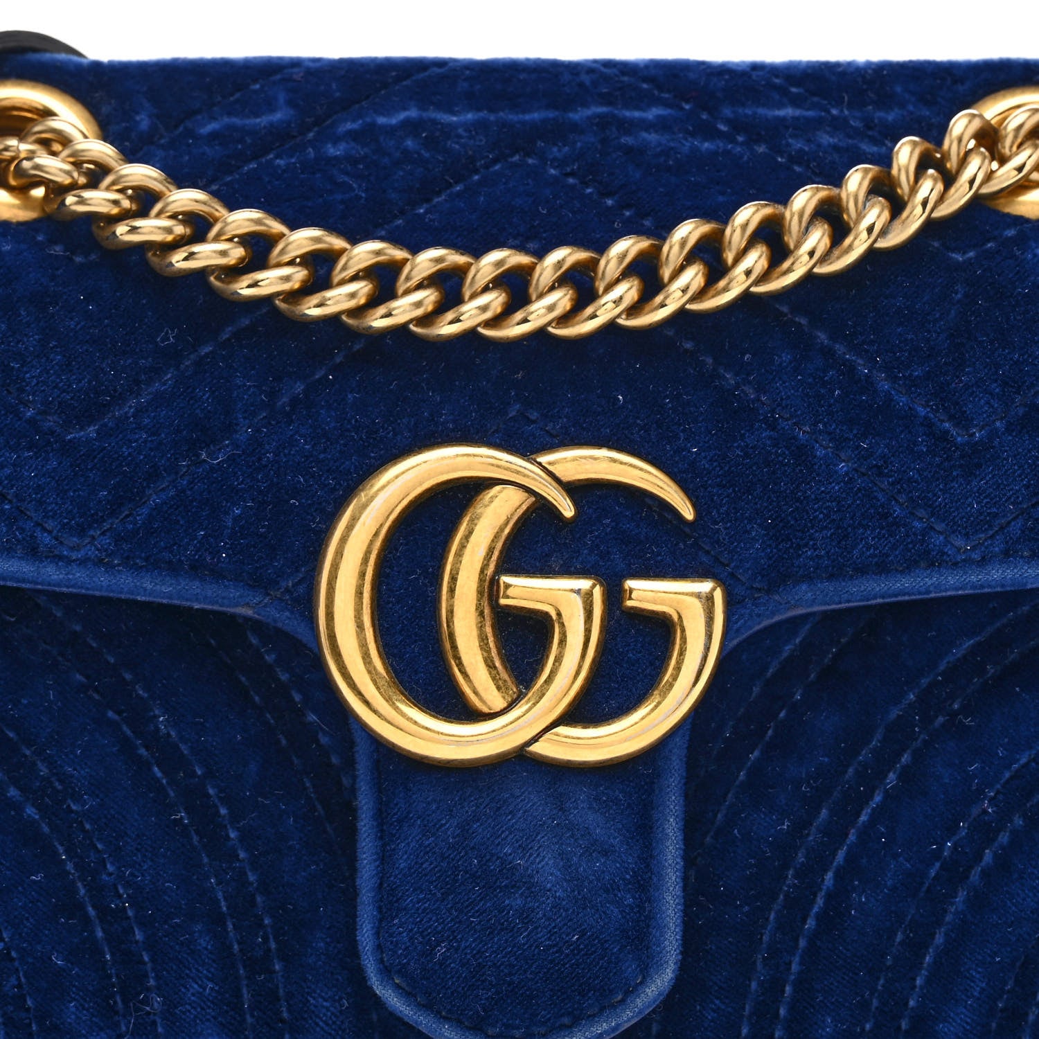 Gucci Velvet Matelasse Mini GG Marmont Shoulder Bag Cobalt Blue 8 of 11