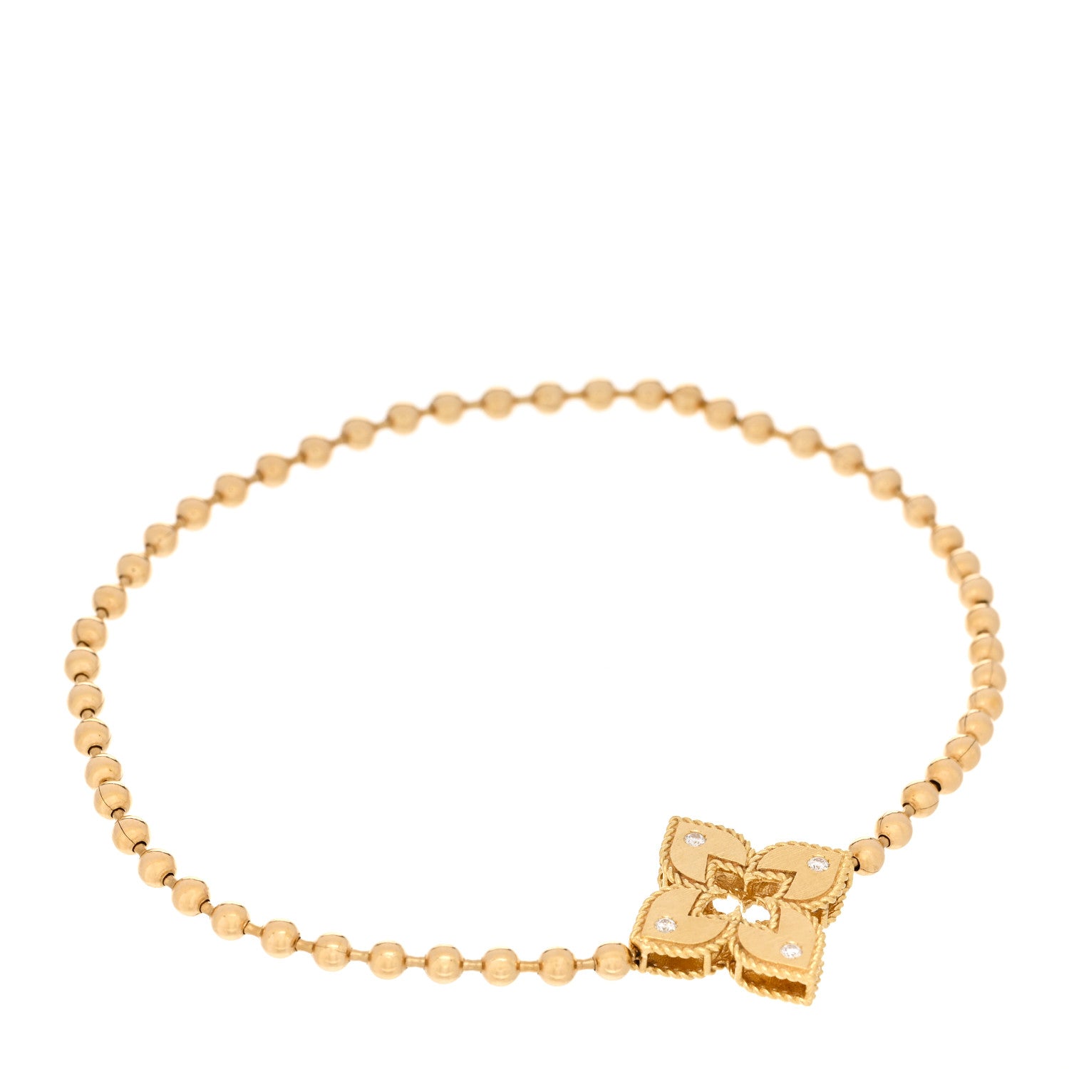 Roberto Coin 18K Yellow Gold Diamond Venetian Bead Stretch Bracelet 1 of 3