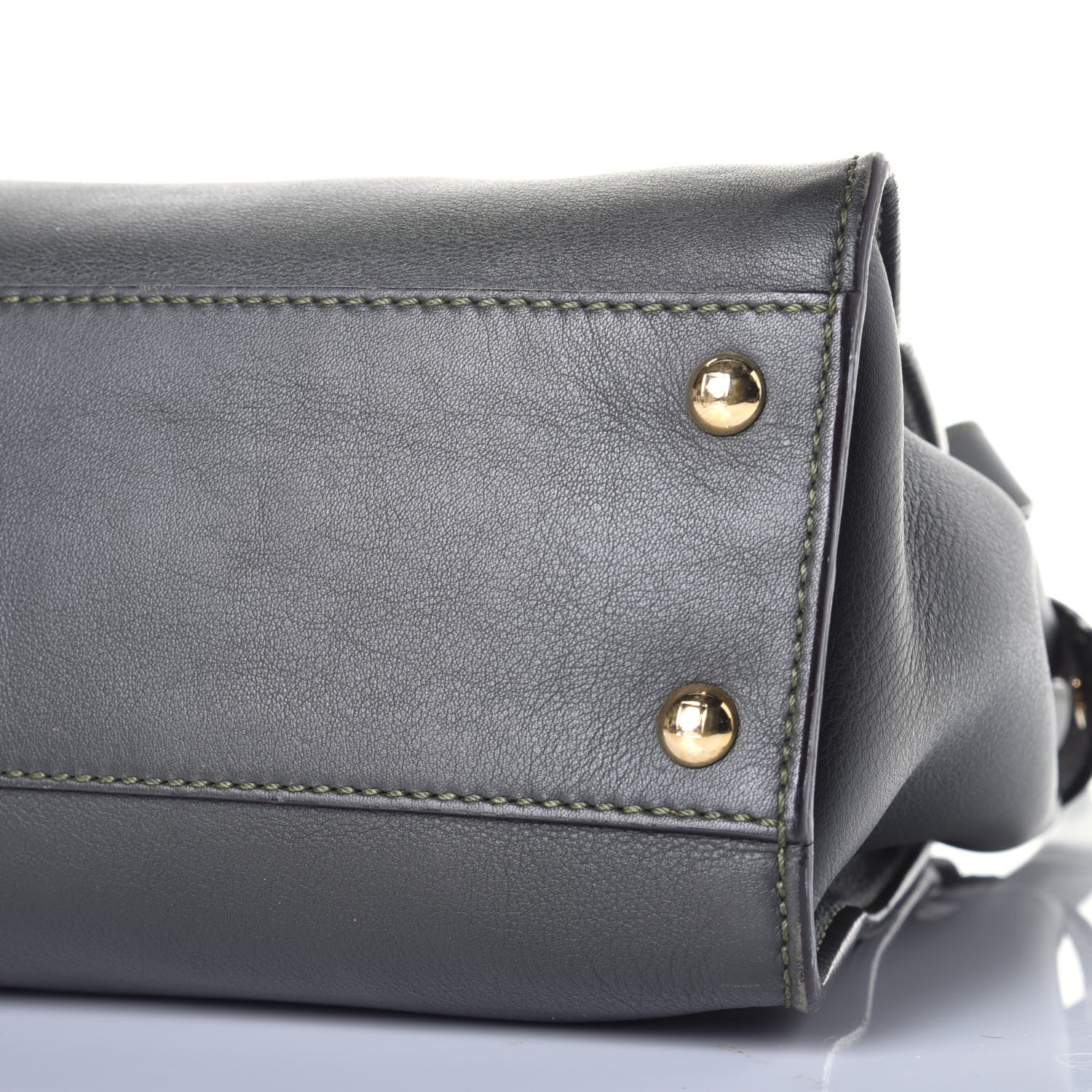 Fendi Vitello Seta Shiny Nappa Medium Peekaboo Iconic Satchel Verde Prato Makeup 9 of 11