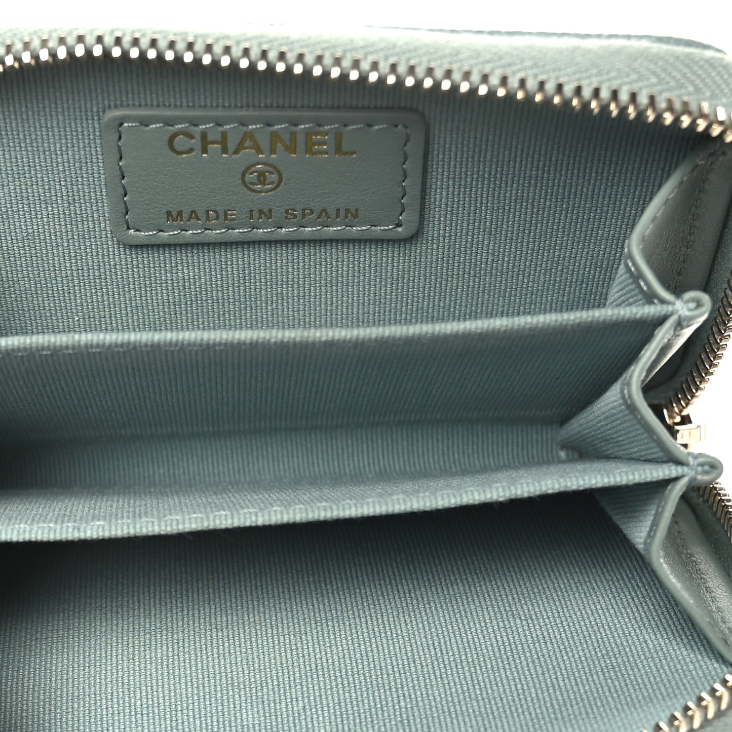 Caviar Quilted Zip Around Coin Purse Wallet Grey