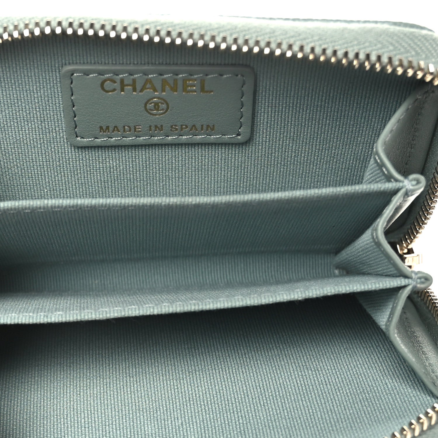 Chanel Caviar Quilted Zip Around Coin Purse Wallet Grey 5 of 7