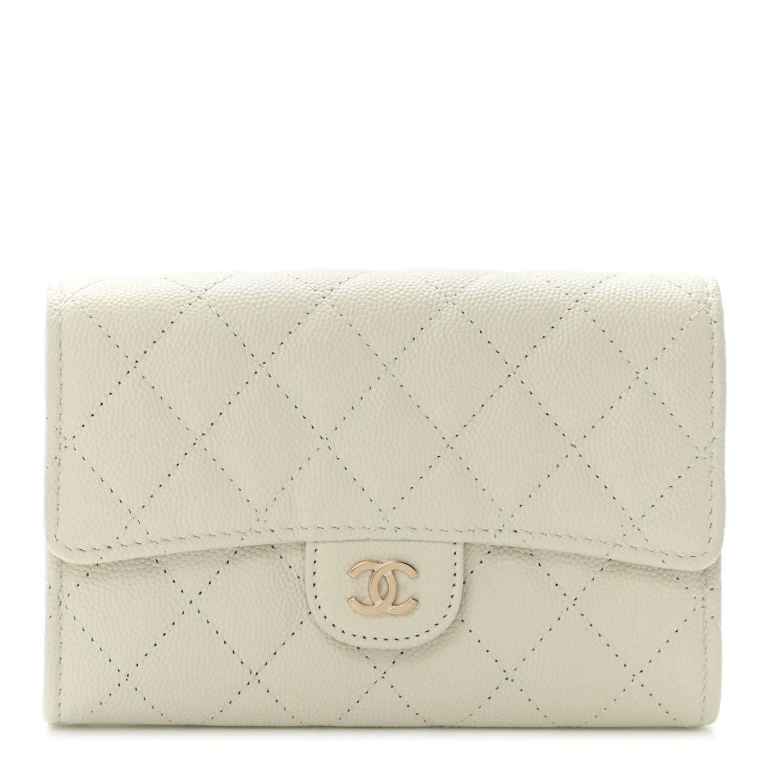 Chanel Caviar Quilted Medium Flap Wallet White 1 of 11