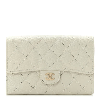 Chanel Caviar Quilted Medium Flap Wallet White 1 of 11