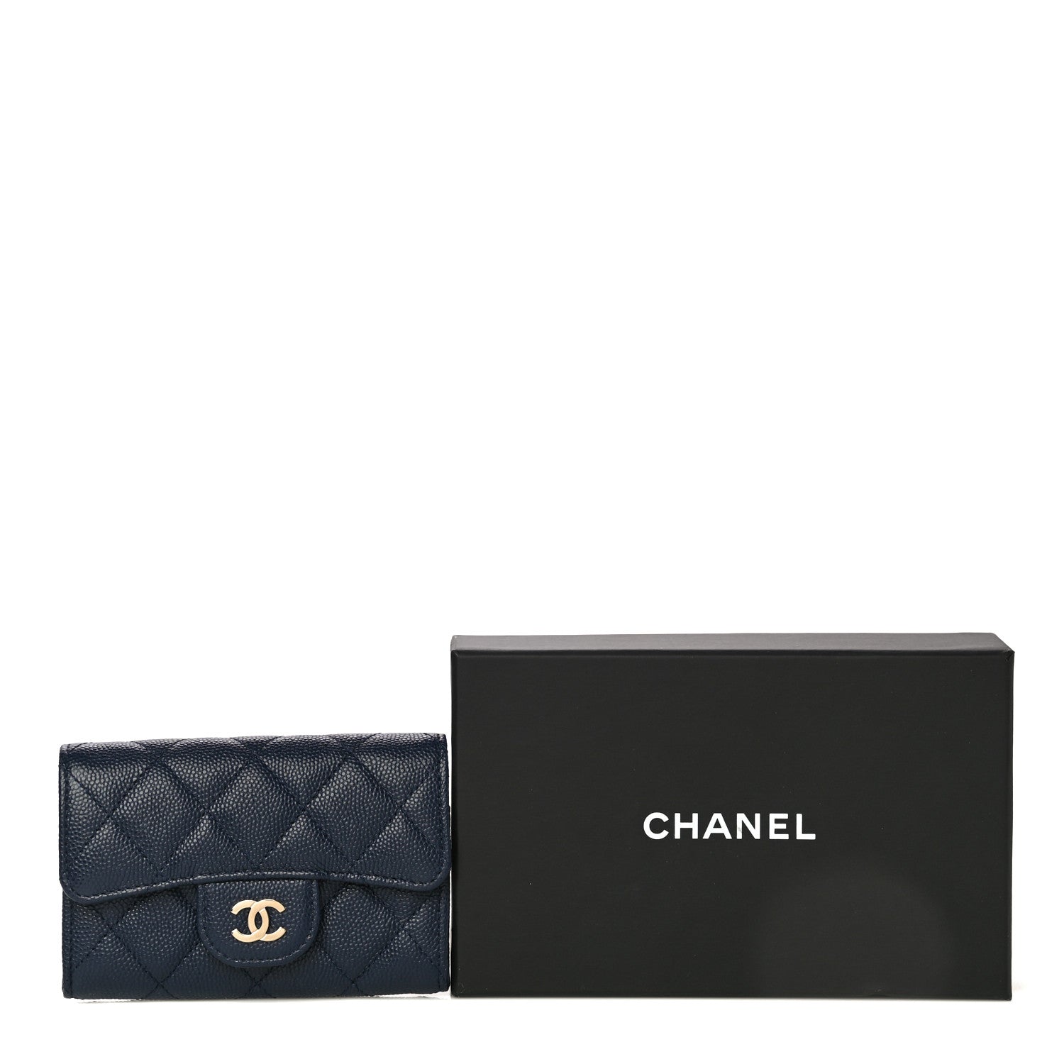 Chanel Caviar Quilted Flap Card Holder Wallet Navy Blue 12 of 12