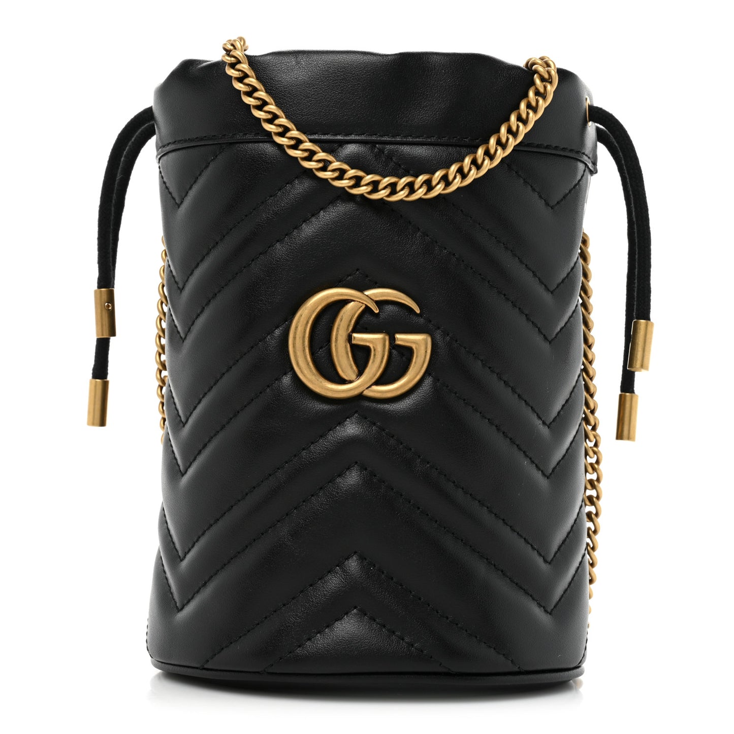 Calfskin Matelasse Mini GG Marmont 2.0 Bucket Bag Black