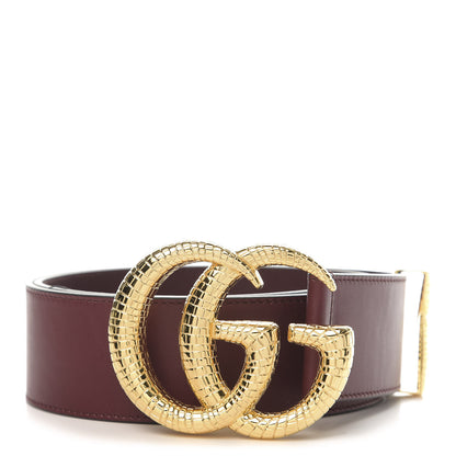 Gucci Calfskin Lizard Double G 50mm Belt 85 34 Vintage Bordeaux 1 of 5