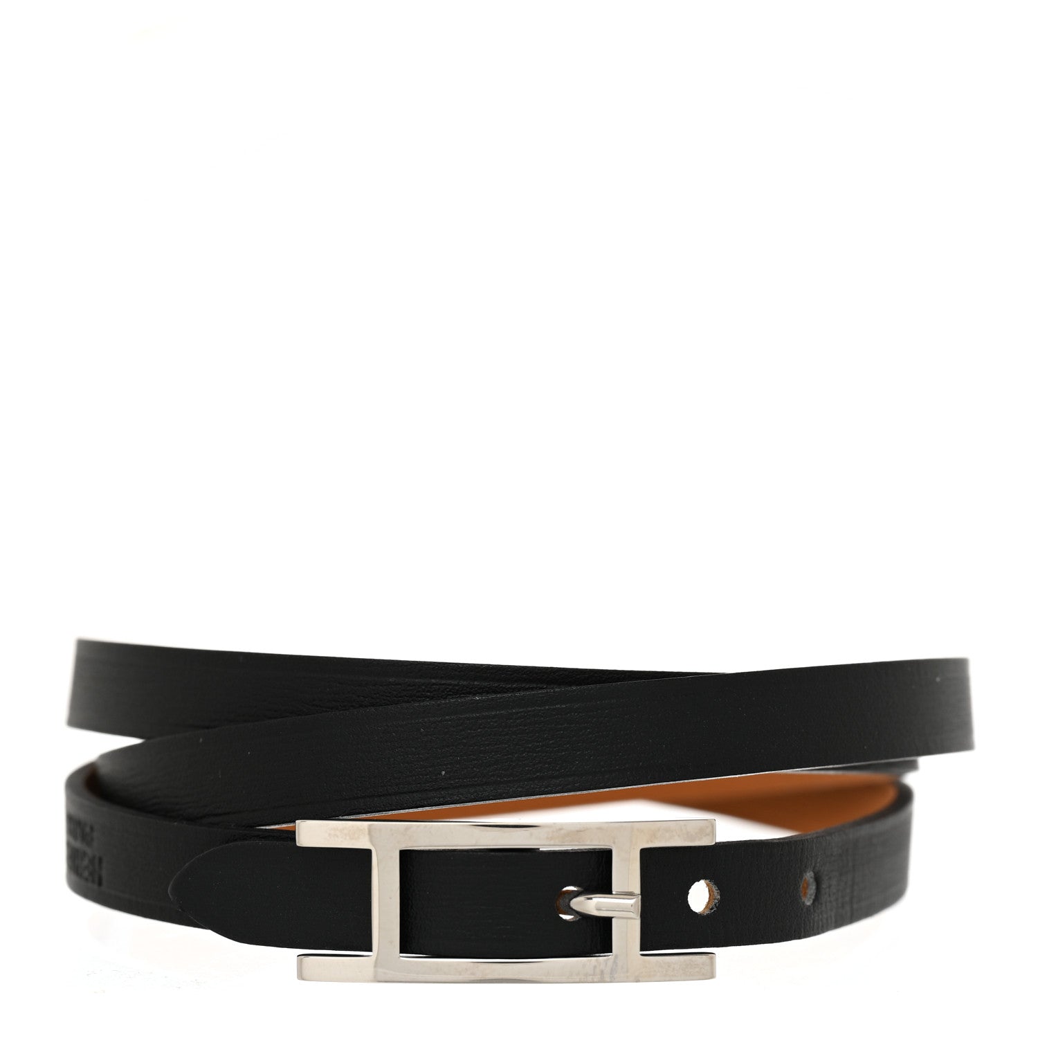 Hermes Chamonix Hapi 3MM Triple Tour Wrap Bracelet S Black 1 of 8