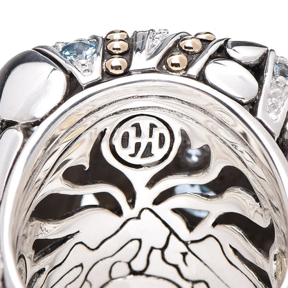 John Hardy Sterling Silver 18K Yellow Gold Blue Topaz Iolite Aquamarine Kali Lavafire Ring 54 7 6 of 7