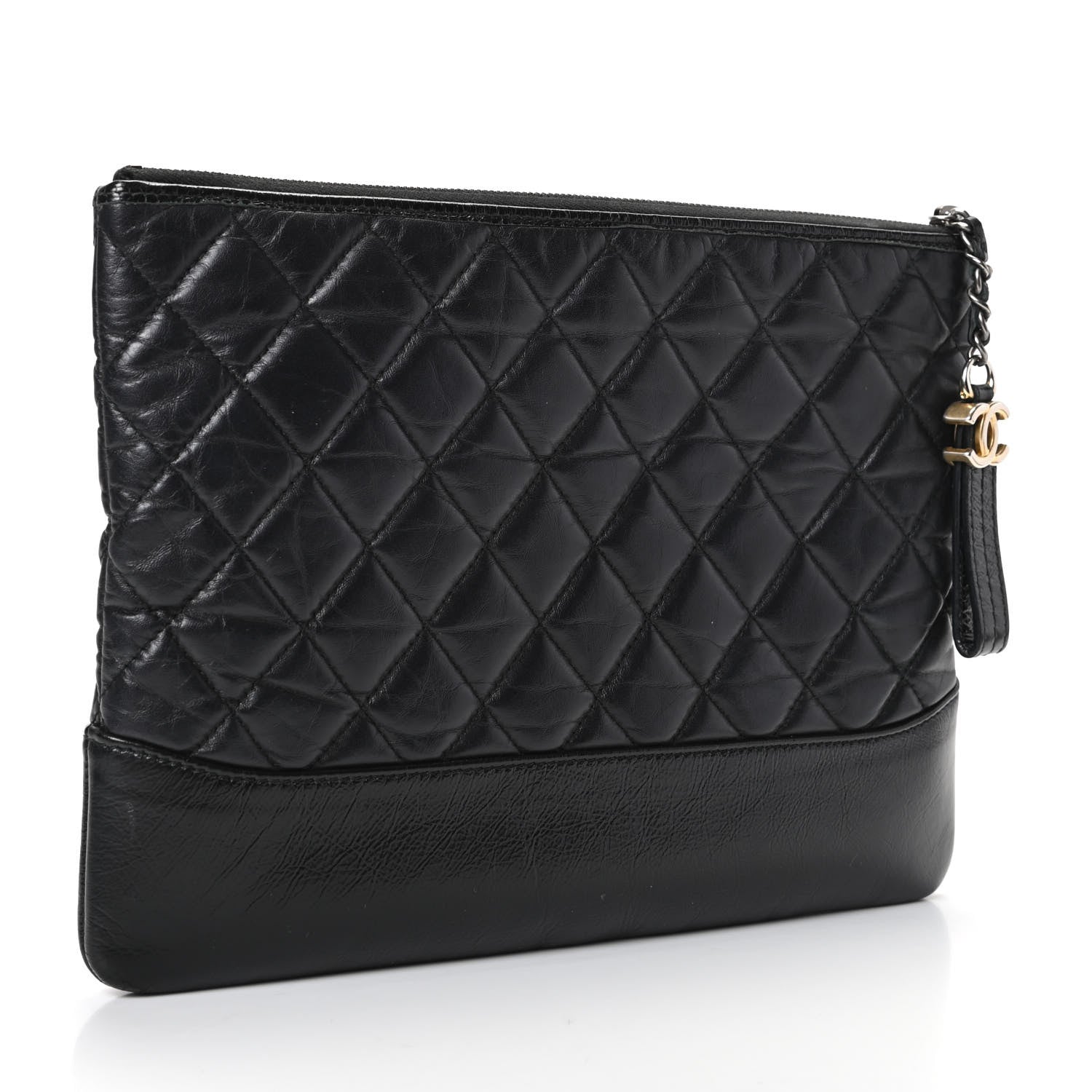 Chanel Aged Calfskin Quilted Medium Gabrielle Cosmetic Case Black 3 of 8