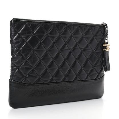 Chanel Aged Calfskin Quilted Medium Gabrielle Cosmetic Case Black 3 of 8