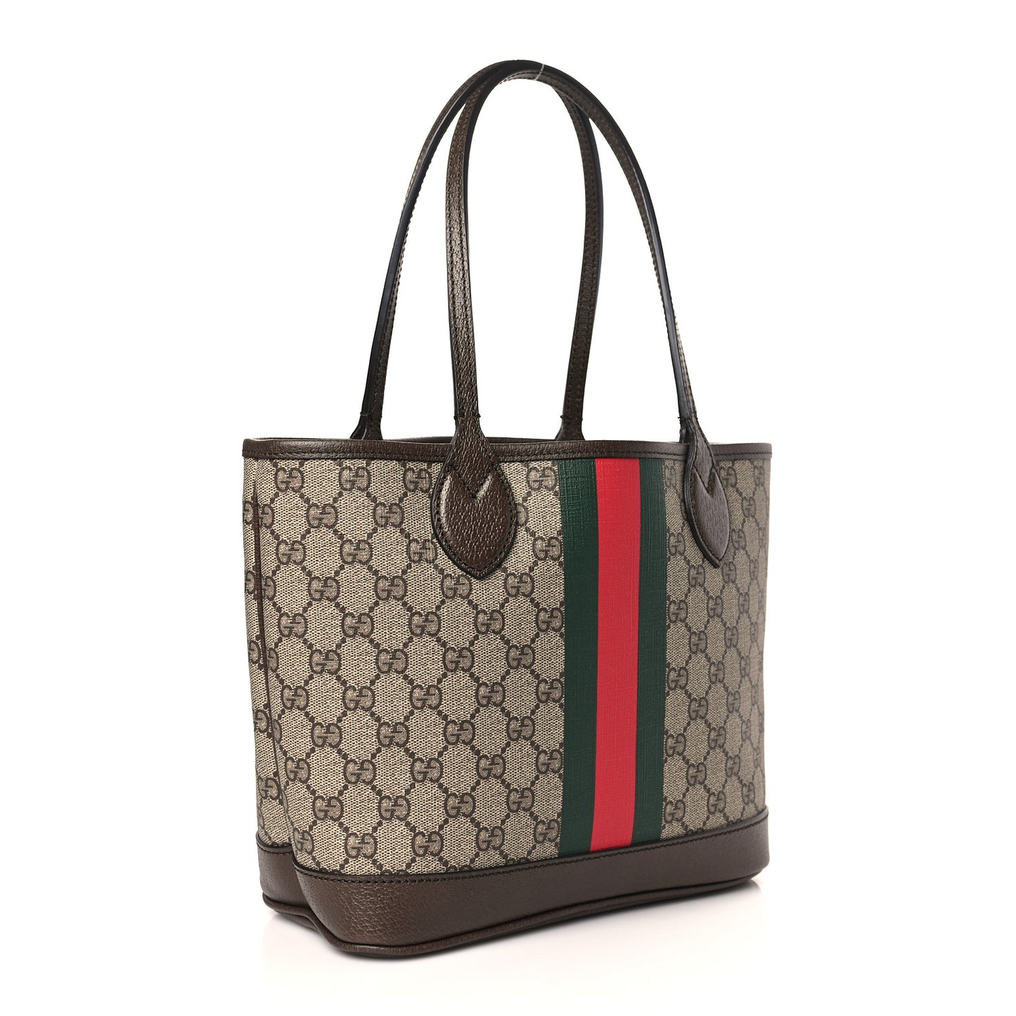 GG Supreme Monogram Textured Dollar Calfskin Web Small Ophidia Tote Beige Ebony New Acero