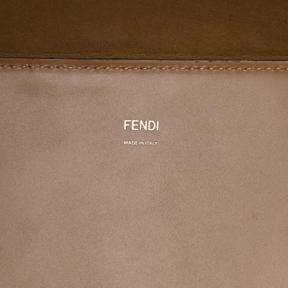 Fendi Vitello King Ceylon Plexiglass Woven Logo Debossed Fendi Sunshine Shopper Tote Sand 7 of 10