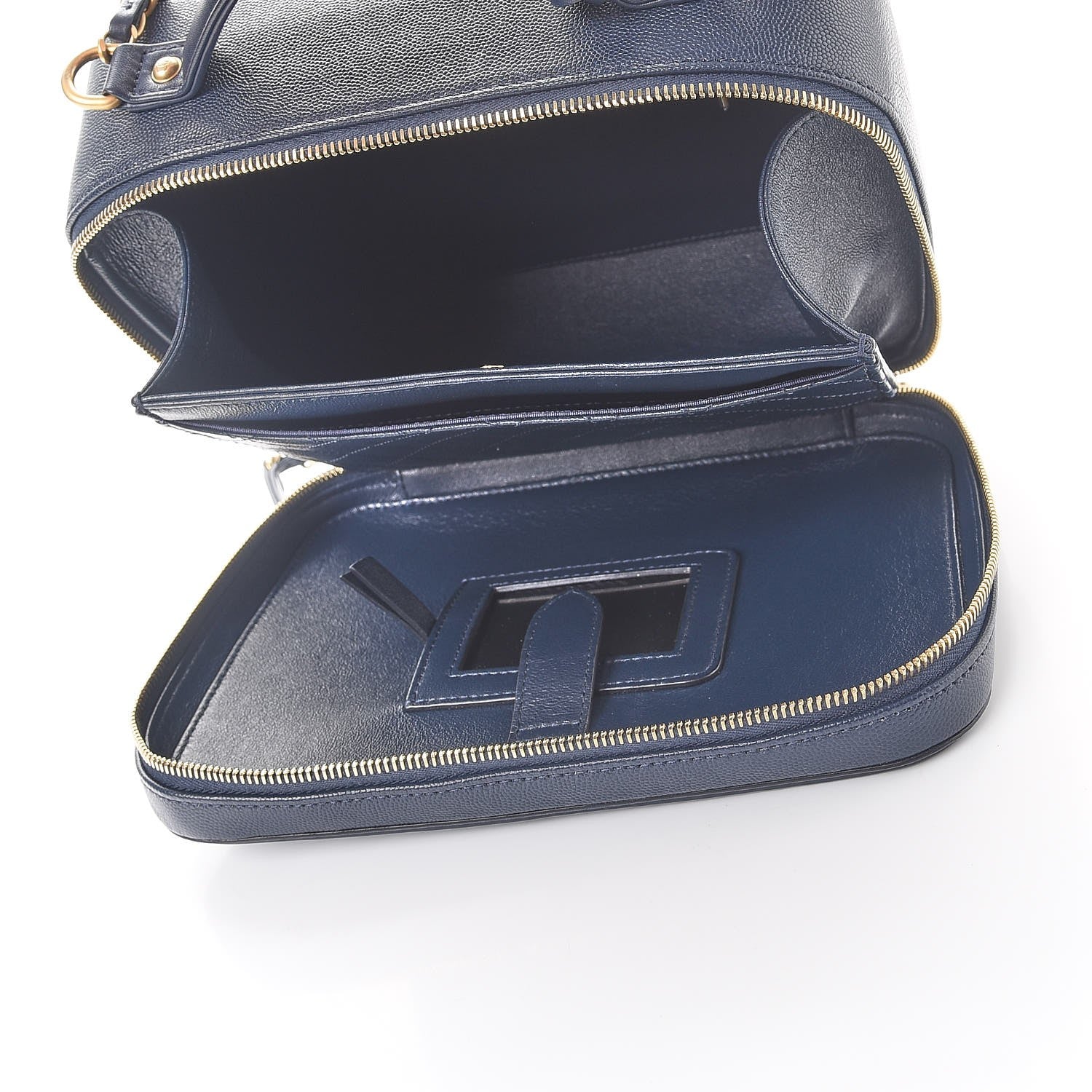 CHANEL ネイビー ケース Chanel Caviar Quilted Large CC Filigree Vanity Case Navy 259651