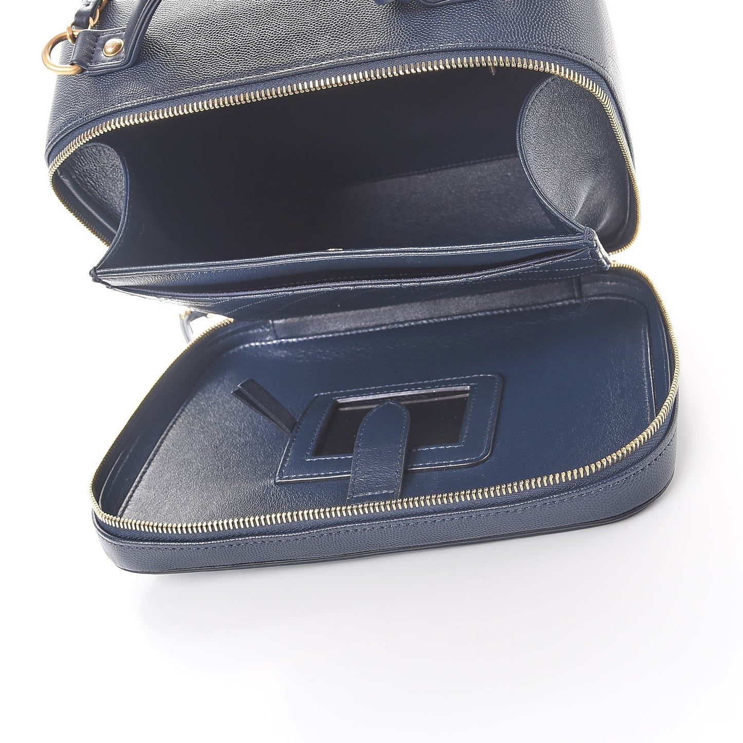 Caviar Quilted Large CC Filigree Vanity Case Navy