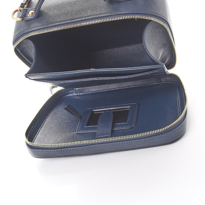 Chanel Caviar Quilted Large CC Filigree Vanity Case Navy 5 of 10