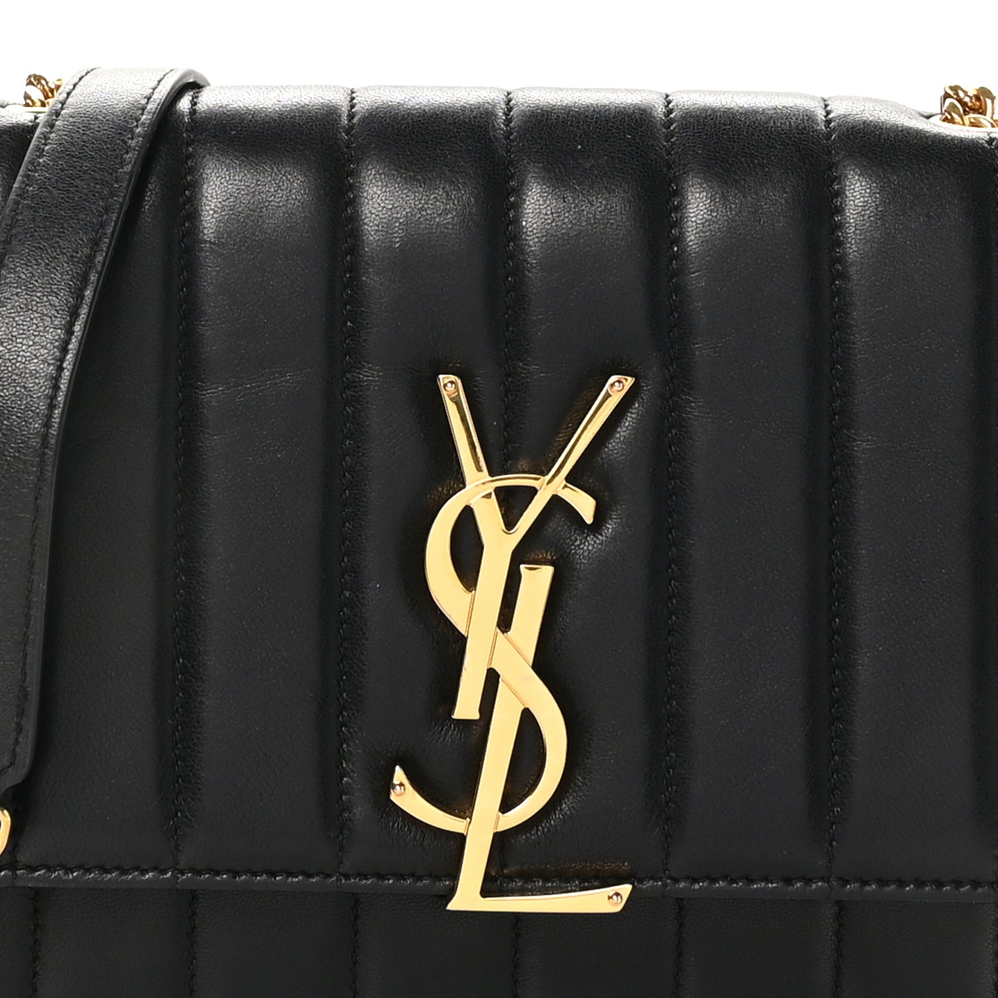 Lambskin Matelasse Monogram Vicky Chain Wallet Black