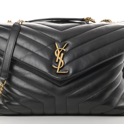 Saint Laurent Calfskin Y Quilted Monogram Medium Loulou Chain Satchel Black 8 of 16