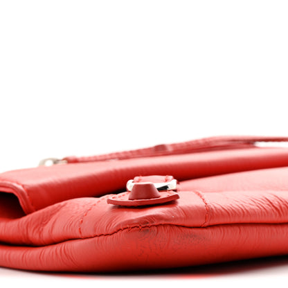 Balenciaga Matte Goatskin Rubber Covered Classic Hardware Envelope Clutch Rouge Ambre 10 of 11