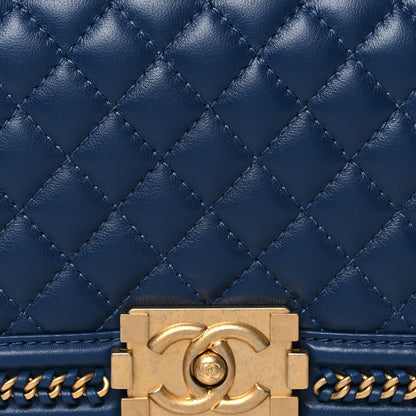 Chanel Lambskin Quilted Medium Top Handle Boy Flap Blue 9 of 11