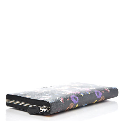 Givenchy Textured Coated Canvas Pansy Print Travel Zip Around Wallet Multicolor 4 of 7