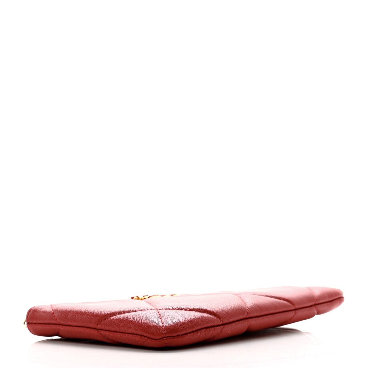 Shiny Goatskin Quilted Small Chanel 19 Pouch Red