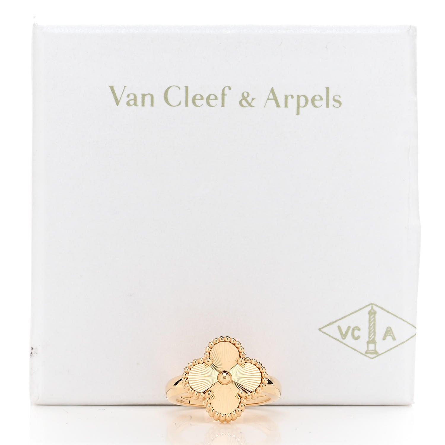 Van Cleef & Arpels 18K Yellow Gold Guilloche Vintage Alhambra Ring 52 6 5 of 5